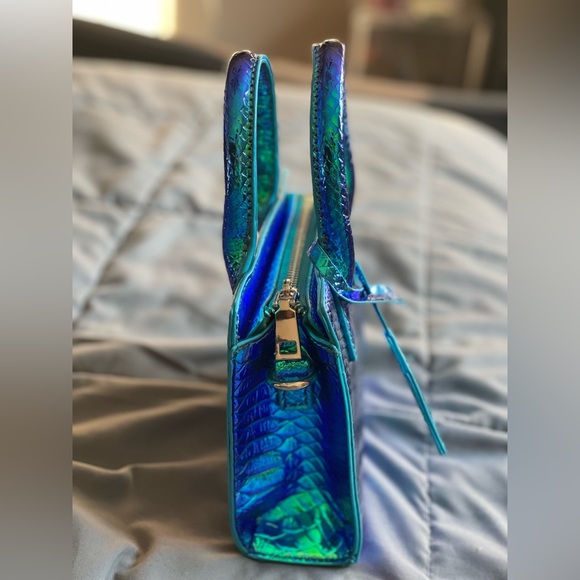 Noir-X, Python mini purse. Blue chrome reflective color way. Silver hardware. - Picture 7 of 8